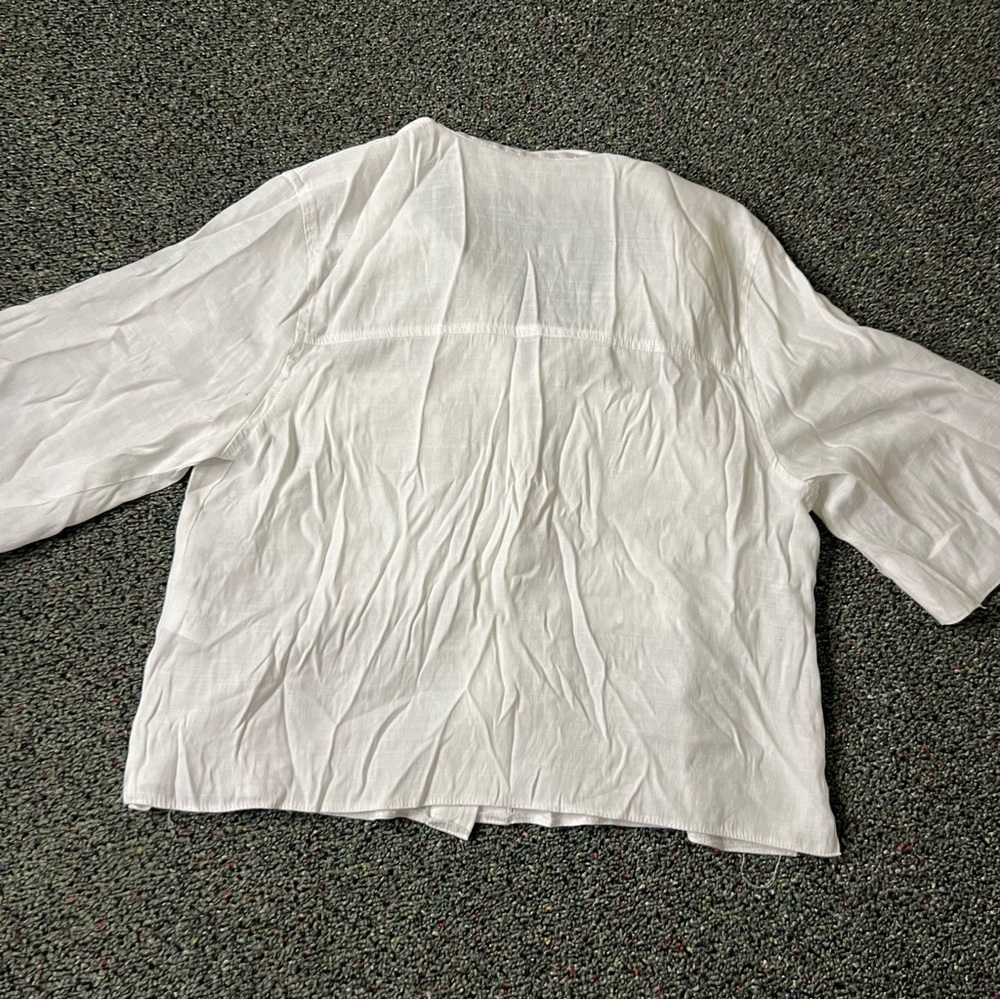 PRIMARK White Short-Sleeve Oversize Boxy Button Down Blouse Top Collar T-Shirt S - Picture 7 of 16